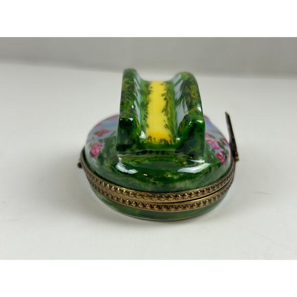 Limoges France Hand Painted Bridge Trinket Box Peint Main - Picture 8 of 13